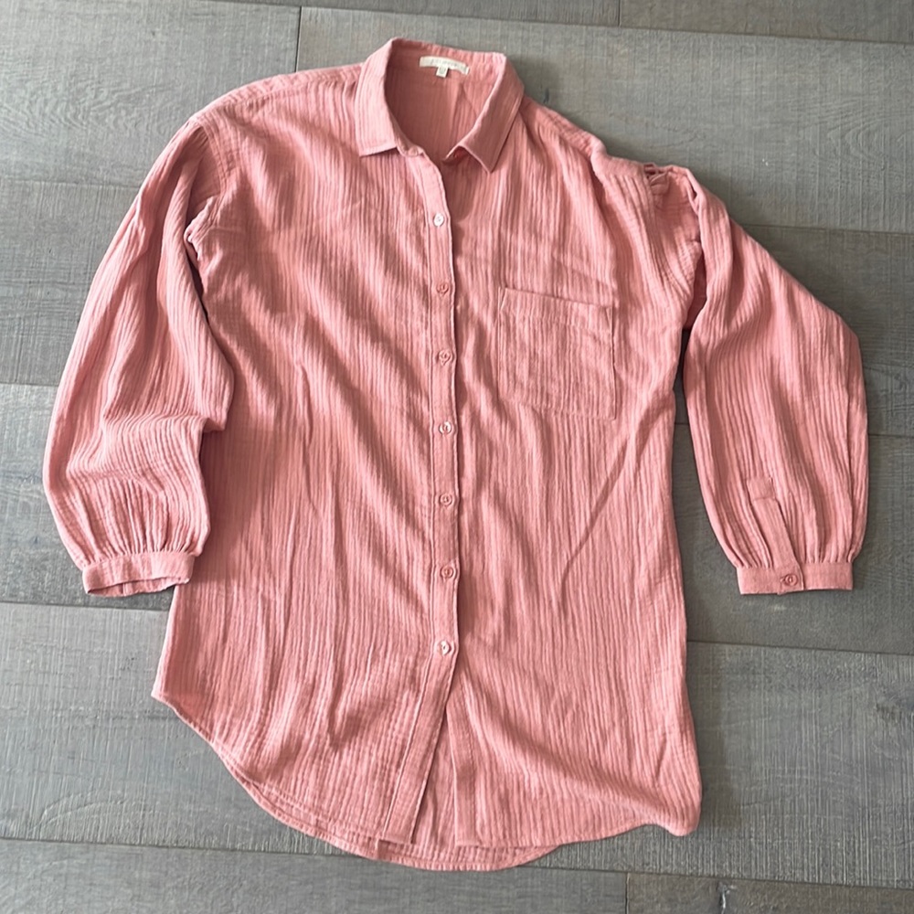 Cotton long sleeve gauze dress shirt